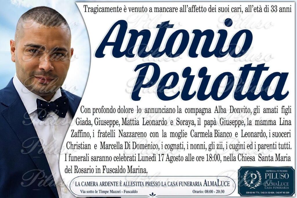 Antonio Perrotta manifesto funebre